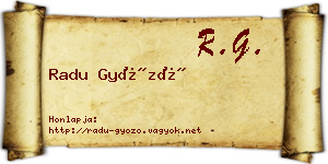 Radu Győző névjegykártya